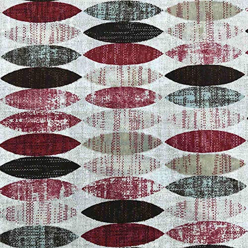 Kt KILOtela - Canvas Dekostoff, Home-Accessoires, Tischdecken, Kissen, Vorhänge, Taschen, 280 cm Breite, Meterware ab 0,5 m, Preis Gilt für 0,5 m, Geometrisch, Ellipsen, Rot