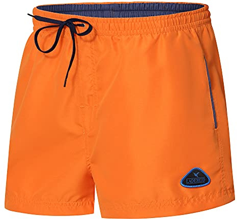 Ladeheid Herren Badehose kurz Schwimmshorts Badeshorts Schwimmhose LAZA1001 (Orange Kobalt, 5XL)