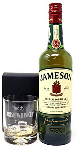 Personalised Engraved Dimple Glass Tumbler & Bottle of Irish Whiskey - Irish Whiskey Design (Jameson Irish Whiskey 70cl)