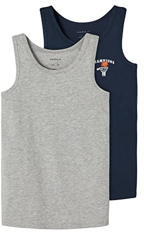 NAME IT 2 er Pack Unterhemden für Jungen aus Bio-BW Dark Sapphire-92