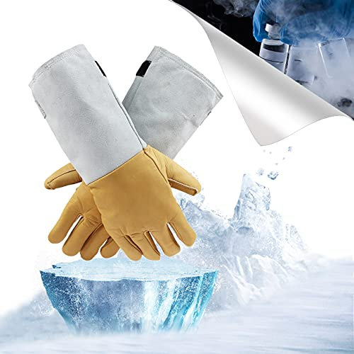 Lnobern LN2 wasserdichte Arbeitshandschuhe, Kryo-Handschuhe, Rindsledermaterial, Ergonomisch, für Gefrorenes Arbeiten, Gefrorene Glove mit Flüssigem Stickstoff