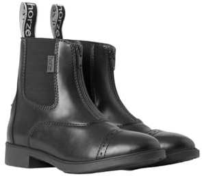 HORZE Wexford Kinder Jodhpur Reitstiefeletten mit vorderem Reißverschluss – Bequeme, pflegeleichte Reitstiefel aus robustem Kunstleder, Schwarz, 31