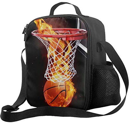 PAUSEBOLL Basketball Lunch Bag for Boys, Insulated Lunch Bag for Adult Teens Girls, Reusable Portable Lunch Box Cooler Tote Waterproof Lunch Container for School Office Picnic