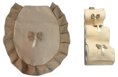 Corredocasa Copriwater Copri Tavoletta WC + Portarotoli Porta Rotolo Scorta Carta Igienica in Tessuto Misura Standard Manifattura Italiana Diversi Colori Abbinati (Panna)