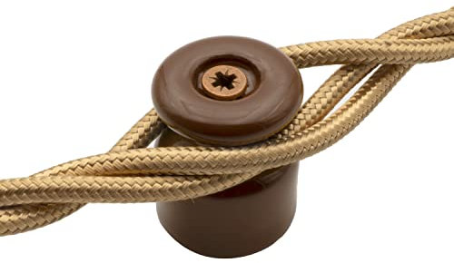 Amarcords - Fermacavo con viti e tasselli. 25 isolatori vintage in porcellana colorati per installazioni di cavi treccia a parete colore MARRONE