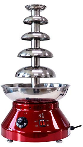 Generic Fuente de chocolate profesional de 5 niveles para fondue de chocolate, ajuste de calor y motor, para bodas de fiesta (rojo)