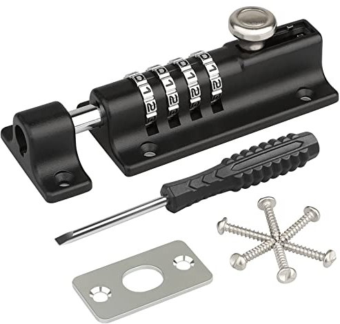 Spopal Combination Locking Bolt, [Weatherproof & Burglar Proof] 120mm Combi-Bolt 4 Digit Unique Combination Locking Bolt, Thicken Solid Zinc Alloy Door Latch Lock for Home, Gate, Shed, Garage, Fence
