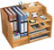 Updated Wooden Desk Organiser, Large Capacity Desk Tidy Storage Holder Sorter DIY Office Supplies Storage Box for A4 Papers, Books, Document and Notebook (JB07 Cherry Wood)