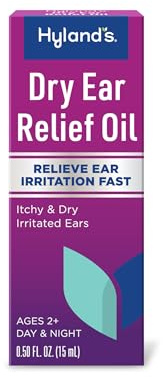 Hyland's Dry Ear Relief Oil, Relieve Ear Irritation Fast, for Itchy and Dry Irritated Ears, Ages 2 and up, Day and Night Drops, 0.5 Ounce