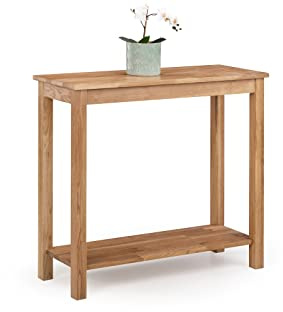Julian Bowen Coxmoor Console Table, Solid Oak - H80 x W90 x D35cm | Traditional Slim Couch Table for Living Room,