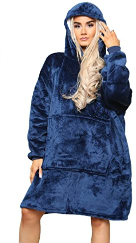 MS9 Women's Oversized Hoodie Wearable Blanket Hoodie Top With Sherpa Lining