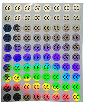 pulunto 10 Blatt 10 mm Durchmesser Hologramm-CE-Aufkleber, wasserdichte Aufkleber, DIY-Handwerk, selbstklebende Aufkleber, CE