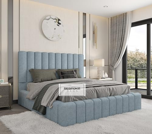 BESPOKE BEDS Ottoman Storage Bed Frame, Upholstered Bed Frame, Fabric Bed Frame - Plush & Naple Velvet (Charcoal Naple, 4FT6 Double)