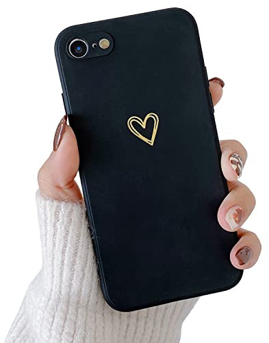 ZTUOK Coque de protection compatible avec iPhone 6/6S 4,7 - Motif cœur mignon - Avec protection de l'appareil photo - Anti-chocs - Ultra fine - En silicone souple - Pour iPhone 6/6S 4,7 - Noir