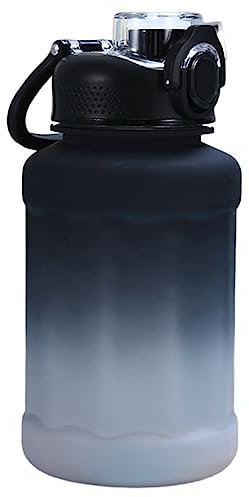 BYYLECL Wasserflasche mit Farbverlauf, 850 ml, Fitness-Sport-Wasserflasche mit Strohhalm, spülmaschinenfest, auslaufsicher, ideal für Fitness, Sport und Outdoor, Schwarz