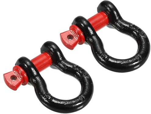 PATIKIL Gancio a Vite Perno 1/2 x 4409lbs, Confezione da 2, in Acciaio al Carbonio, Cerchio a D per Traino e Imbracatura, Nero Rosso