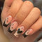 24pcs Long Square False Nails French Tip Black Edge Stick on Nails Heart Start Glitter Press on Nails Removable Glue-on Nails Full Cover Fake Nails Valentines Day Women Brides Nail Art Accessories
