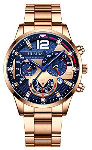 Rubu22a Armbanduhr Herren, Business Edelstahl Uhren Herren, Quarz Herrenarmbanduhren, Vatertagsgeschenke für Papa, Männerschmuck, Wasserdicht Mechanische Uhren Herren, Gifts for Men