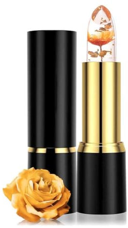 Farbwechselnder Lippenbalsam, Kristallklarer Wasserfester Lipgloss, Klarer Blumen-Gelee-Lippenstift, Nicht Verblassender Feuchtigkeits Lippenbalsam, Lippenstifte für Frauen, Lang anhaltend (Yellow)
