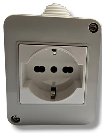 Cassetta elettrica Punto di alimentazione elettrica per interno case fabbriche negozi IP40, 1 presa schuko, 220-240V, bianco (IP40 Per Interno)