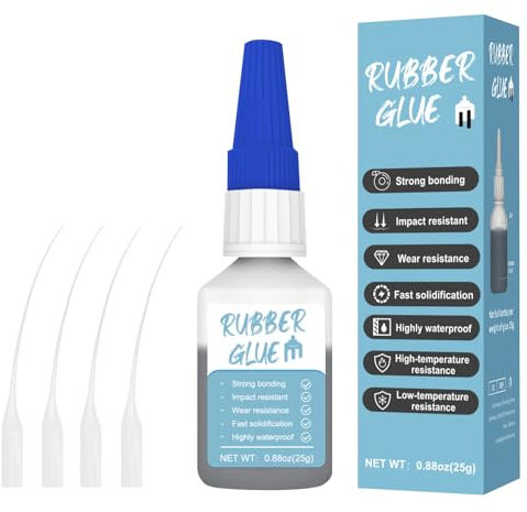 WAN2TLK Colle en Caoutchouc 25 g - Extra Forte - Étanche - Avec 4 Gouttes Applicateurs - Colle Instantanée Forte - Convient pour Les Produits en Caoutchouc, Les Pneus, Les Chaussures, Les Travaux