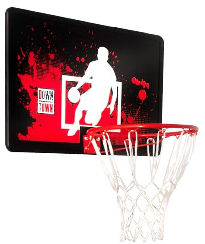 DOWNTOWN Detroit Basketball Hoop – Wall Mounted or Over-the-Door | Indoor & Outdoor Basketball Set with Net | Perfect for Young Players | Fun & Durable for Home Use