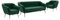 MEBLINI Mini Sofa Set 3-1-1 für Wohnzimmer - Mini Lounge für fünf Personen - Küchensofa - Sofa Klein - Sitzgarnitur - Polstergarnitur - Sofagarnituren - Gisela - 3+1+1 - Grün Samt