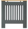 Panana Modern Slatted Radiator Cover, Slatted Cabinet Radiator Covers MDF Wood Cabinet Shelf Heating Covers For Living Room, Hallway (Grey with Wood Top, S)