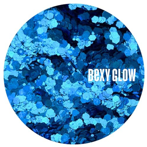 Bexy Glow Colour Acrylic Powders Comet | After Glow Acrylic Nail Collection | Professional Acrylic Nail Powder | Glitter Acrylic Nail Powder | Blue Acrylic Nail Powder | 20g