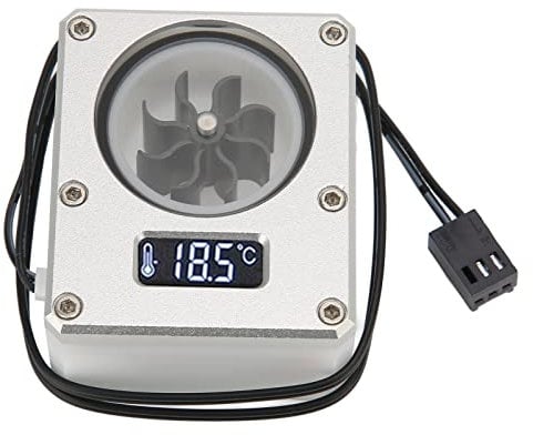 3pin Interface PC Water Cooling Meter LCD Display, G1/4 Thread Acrylic Monitor, Suitable for Most Computer Cooling Pipes or Connectors (Silver)