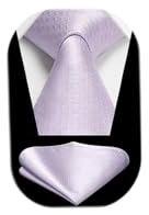 HISDERN Men's Lilac Ties Wedding Tie Handkerchief Formal Business Necktie & Pocket Square Set