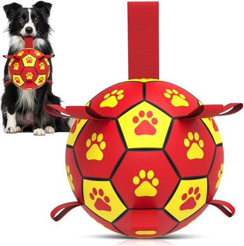 HETOO Dog Toys, Interactive Dog Football Toys with Grab Tabs, Durable Dog Balls for Small Medium Breed Dog Water Toy Indoor & Outdoor, Gift for Dogs (6 Inch)