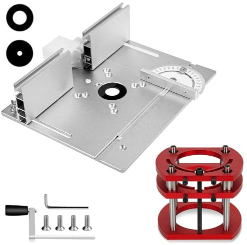Fresatrice da Banco Kit, Banco per Fresatrice Legno Lega di Alluminio, Piastra per Fresatrice Legno, Banco Fresa, per Router Tavolo Inserti Router Supporto Base Sollevamento (Argento)