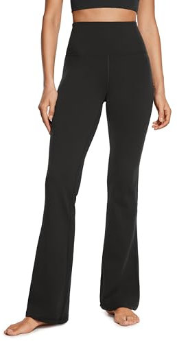 CRZ YOGA Damen Butterluxe Yogahose Schlaghose High Waist Blickdicht Flared Leggings - 85cm Bootcut Bootleg Soft Sporthose Schwarz 38