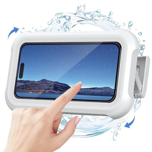 ZHXMALL Handyhalterung Dusche, Handy Halter 480° Adjustable Shower, Handyhalterung Wand, wasserdichte, Beschlagfreie, Touchscreen Handyhalter Box für Bad & KüChe, Passend für Handys Unter 17,3cm