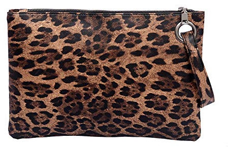 Petit Portefeuille Femme Portefeuille Cuir Retro poignée Crossbody Sac Vintage Sac Femmes épaule Leopard Simple Messenger Bag Porte-Monnaie Porte-Monnaie (Brown, 34X1X24cm)