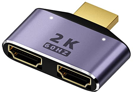 BHFYOB Répartiteur HDMI 1 entrée 2 sorties 2K pour FullHD 2K @ 60 Hz 1920 x 1080 3D Splitter (1 source vers 2 affichages)