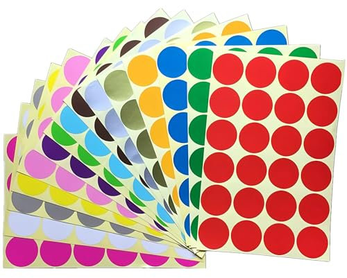 768 Stück bunt Klebepunkte Aufkleber 32 mm Runde Punktaufkleber Farbkodierun Etiketten selbstklebende Markierungspunkte zum Beschriften und Basteln Stickers Round Color Coding Labels (16 Farben)