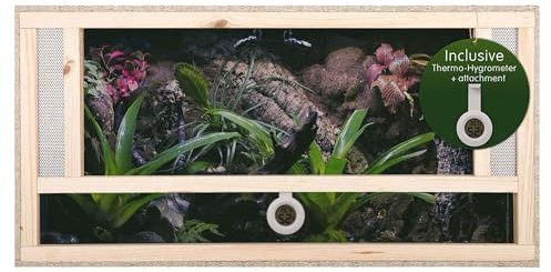 REPITERRA Terrario per rettili e anfibi, terrario in legno con ventilazione frontale, 100 x 40 x 40 cm