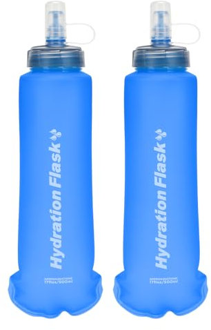 TRIWONDER Gourde Souple Bouteille d'eau Pliable Flasque Running pour Sac Hydratation Randonnée Marathon Vélo (A - Bleu - 500 ml - 2 Pièces)