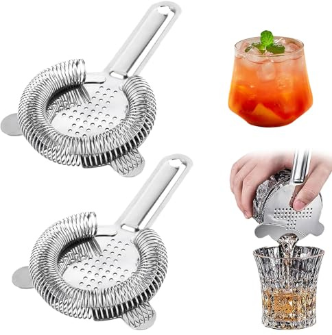 2 Stück Barsieb,Barsieb Cocktail Edelstahl,Cocktail Sieb | Feines Cocktailsieb,Sieb Klein,Barsieb,Hawthorne Strainer Cocktailshaker,Strainer Passend Auf Alle Shaker