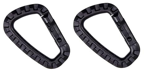2er Set Kunststoff Karabiner D-Form – Leicht & robust | Molle Karabinerhaken für Rucksack, Camping, Wandern, Outdoor | 8,5 cm | Bis 12 kg belastbar | Nicht zum Klettern (schwarz)