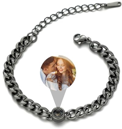 AAQ Custom Photo Bracelet - Personalised Bracelet for Women Men, Bracelets with Picture Inside, Personalised Birthday/Christmas Gifts for Women Men