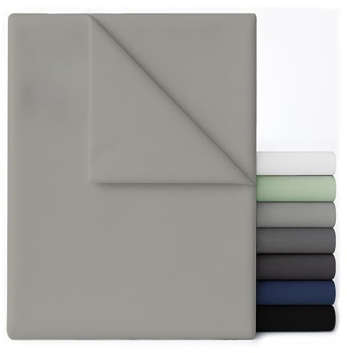 Dreamzie - Bettlaken ohne Gummizug 220x270 cm - Mikrofaser Ultraweich | Für Betten 120x200/140x200 cm · Grau · Flaches Betttuch · OEKO-TEX · Bügelfrei · Schnelltrocknend · Pflegeleicht · Leintuch