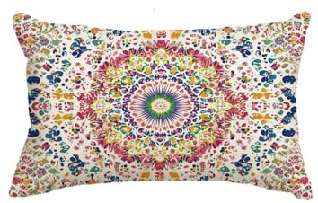 Kissenbezug Bunte Kissenbezüge 50x60 cm Mandala Leinen Sofakissen, Rechteckige Dekokissen mit Verstecktem Reißverschluss Doppelseitig Gedruckt Couchkissen Lendenkissen, Herbst Deko Wohnzimmer Q9-73