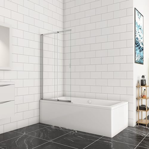SLINE SANITARY Modern Sliding Shower Screen Over Bath Straight Framed Glass Door Panel 800X1400