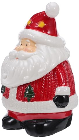 VICASKY Keramik Santa Cookie Jar mit Deckel Weihnachtliche Keksdose und Süßigkeitenbehälter Festliche Porzellan Dose mit Weihnachtsmann Figur Luftdichtes Vorratsglas für Weihnachtsdeko und