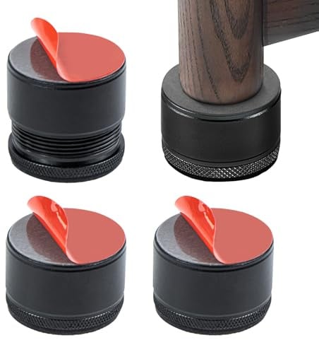 fuxunamz 4 Pieds de Meubles Réglables, Pied de Meuble Reglable en Hauteur de 2,7-4,0 cm, Pied Meuble Métal Noir Adhésifs, Rehausseur Meubles Universels pour Canapé, Lit, Armoire, Chaise, Table