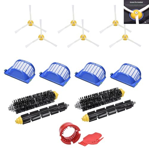 16-Pièces Accessoires pour iRobot Roomba 600 Serie 676/692/ 694/697/ 698 | JoyBros de Rechange avec 671/ 696: 4 Brosses à Rouleau Principales; 4 Filtre HEPA; 6 Brosses Latérales; 2 Outils de Nettoyage