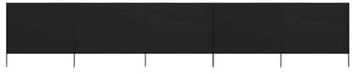 Coupe-vent pliable en tissu non tissé, 5 pièces, 600 x 80 cm, noir, avec 6 piquets en bois, protection solaire robuste, pour terrasse, jardin, camping et extérieur